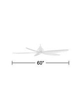 Casa Vieja 60" Lotus Bay Modern Indoor Outdoor Ceiling Fan 5 Blade Led Light Remote Control Matte White Finish Blades Bedroom Patio Living Room Kitche