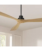 Casa Vieja 66" Delta Xl Modern Country Indoor Outdoor Ceiling Fan 3 Blade Remote Control Matte Black Finish Wood Blades Bedroom Patio Living Room Kitc