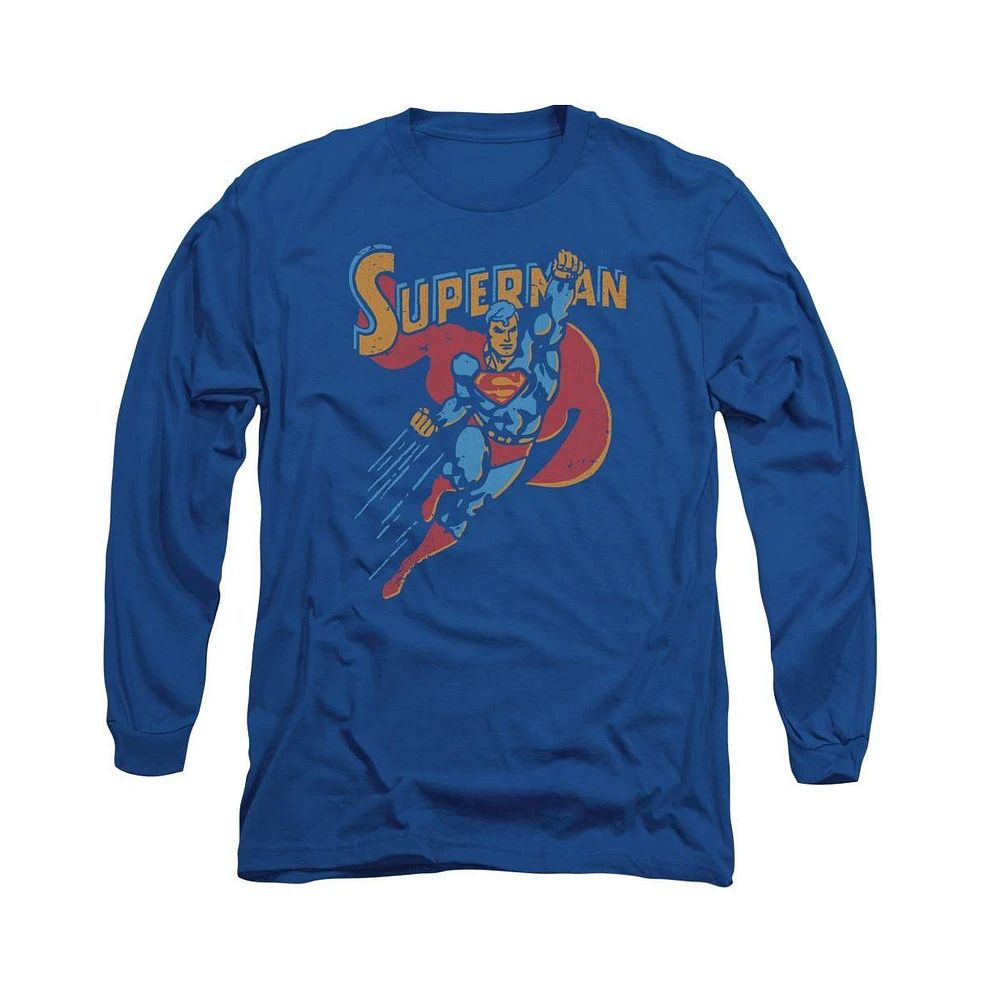 Superman Big & Tall Life Like Action Long Sleeve Adult Tee / T-Shirt