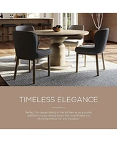 Maven Lane Mila Contemporary Round Wooden Dining Table in Refined Grey Finish