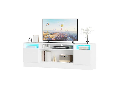 gaomon Tv Stand with Storage Place for Living Room, Television Stand with Open Sleves, Modern Entertainment Center with Led Light, Media Furniture wit