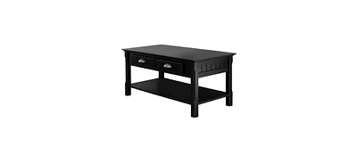 Slickblue Country Style Wood Coffee Table with 2 Storage Drawers for Living Room Organization