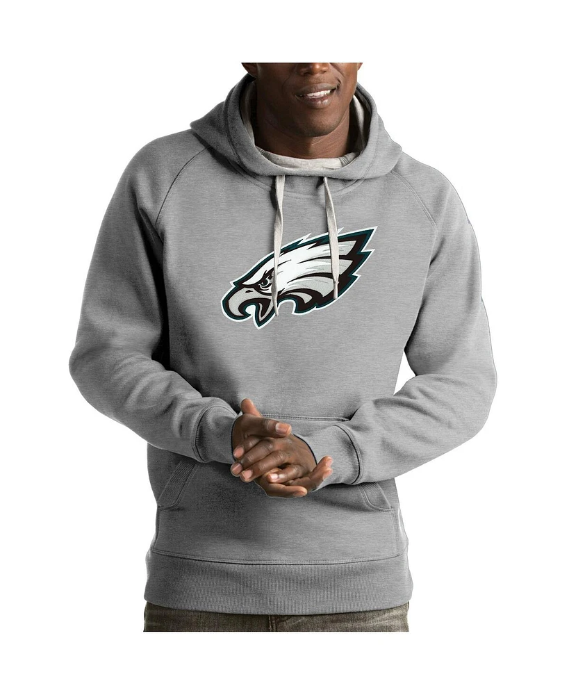 Antigua Men's Heather Gray Philadelphia Eagles Victory Pullover Hoodie