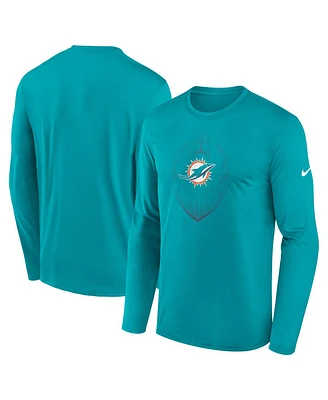 Nike Men's Aqua Miami Dolphins Legend Icon Long Sleeve T-Shirt