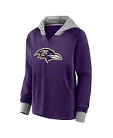 Logo Athletic Women's Purple Baltimore Ravens Boom Fleece Pullover V-Neck Hoodie