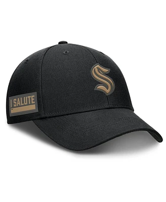 Fanatics Men's Black Seattle Kraken Authentic Pro Military Appreciation Adjustable Hat