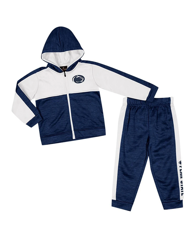 Colosseum Toddler Navy Penn State Nittany Lions Full-Zip Fleece Hoodie Pants Set