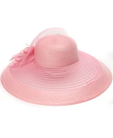 August Hats Sheer Bow Wide Brim Dressy Hat