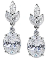 Eliot Danori Silver-Tone Cubic Zirconia Oval Drop Earrings, Exclusively at Macy's