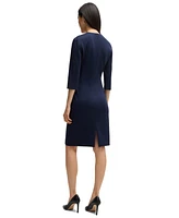 Boss by Hugo Women's Cropped Sleeves V-Neck Dress