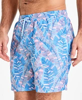 Club Room Men's Anana Leaf Print Drawstring 7" Swim Trunks, Exclusively at Macy's