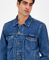 Sun + Stone Men's Ridge Pleated Denim Trucker Jacket, Exclusively at Macy's