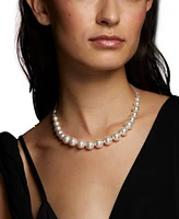 Eliot Danori Silver-Tone Cubic Zirconia & Imitation Pearl Frontal Necklace, 15" + 3" extender, Exclusively at Macy's