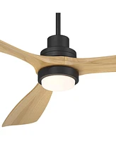 Casa Vieja 66" Delta Modern Country Indoor Outdoor Ceiling Fan 3 Blade Cct Led Light Remote Control Matte Black Finish Wood Blades Bedroom Patio Livin