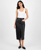 Hugo Women's Leather Midi Skirt