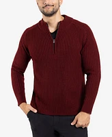 X-Ray Men's Ribbed Mock Neck Quarter-Zip Sweater