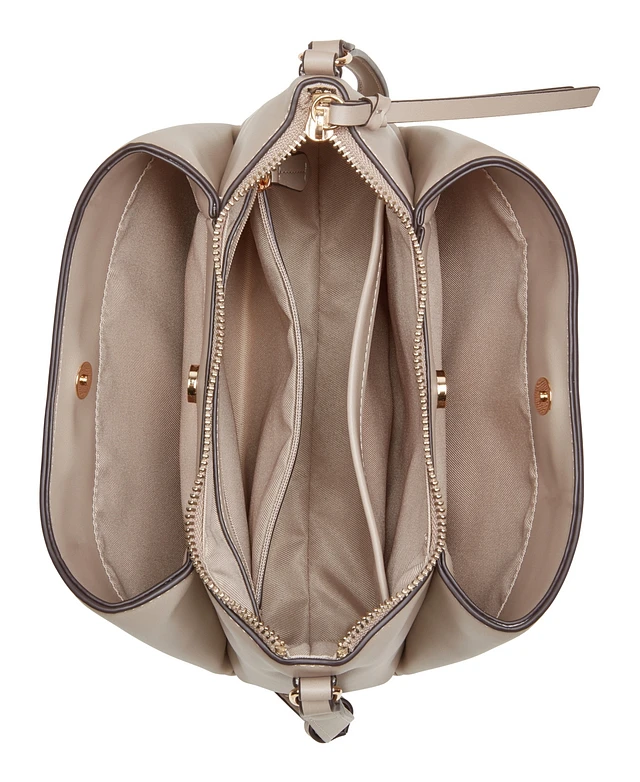 Nine West Leonel 3 Compartment Satchel | Adjustable Shoulder Strap, Magnetic Closures, Interior Pockets, Cotton Blend Lining