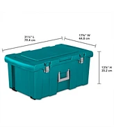 Sterilite Wheeled Footlocker, Plastic Utility Storage Container, Teal, 3 Pack