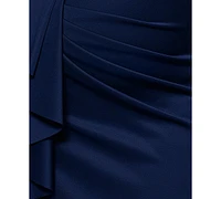 Xscape Plus Asymmetric Off-The-Shoulder Gown