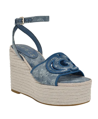 Guess Women's Tanveey Quattro G Cut-Out Platform Espadrille Wedge Sandals