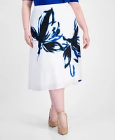 Anne Klein Plus Size Flared Printed Skirt