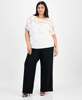 Anne Klein Plus Size Short-Sleeve Lace Blouse