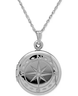 Compass Locket 18" Necklace in Sterling Silver