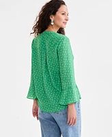 Style & Co Petite Pintuck Bell-Sleeve Top, Exclusively at Macy's