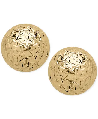 Crystal-Cut Ball Stud Earrings (10mm) in 14k Gold