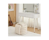 The Pop Home Chenille Fabric Modern Knot Design Ottoman, Comfortable Footstool for Living Room and Bedroom-The