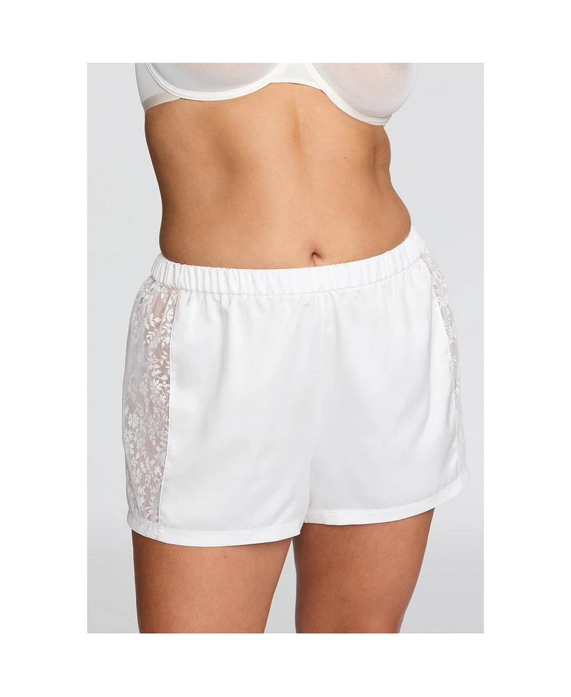 Cuup Plus Size The Lace Panel Shorts - Recycled Satin