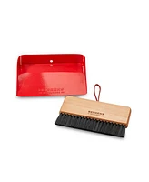 Behrens Portable Rectangular Galvanized Steel Dustpan and Brush Broom Set, Red