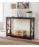 Kings Brand Furniture Stodart Wood Entryway Sofa Console Table with Storage Shelf for Hallway, Foyer, Living Room, Dark Cherry