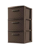 Sterilite 3 Drawer Decorative Plastic Weave Storage Tower, 4-Pack, Espresso