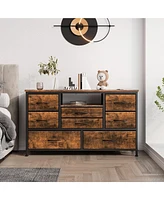 gaomon Tv Stand Dresser for Bedroom with 8 Fabric Drawer & Power Outlet