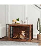 PawHut 39" Dog Crate Furniture w/ Flip-up Top Opening, 2 Doors, for L Dogs