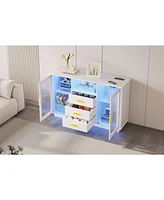 Vlsrka Wine Bar Storage Cabinet with Led Lights