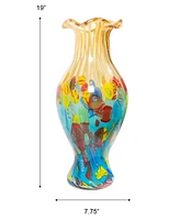 Dale Tiffany 19" Festive Ruffle Art Glass Vase