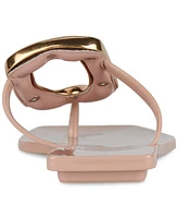 Jeffrey Campbell Linques-j Embellished T-Strap Flat Jelly Sandals