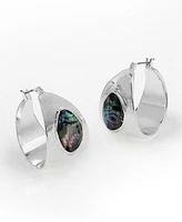 Robert Lee Morris Soho Faux Stone Abalone Gem Hoop Earrings