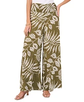 Vince Camuto Women's Printed Smocked-Waist Pull-On Wide-Leg Pants