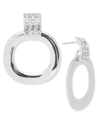 I.n.c. International Concepts Silver-Tone Pave Circle Drop Earrings, Exclusively at Macy's