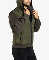 X-Ray Men's Canvas Flap Pocket Full Zip Sweater Jacket with Sherpa Hood