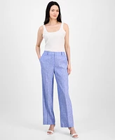 Anne Klein Women's Striped Creased Straight-Leg Pants