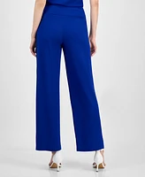 Anne Klein Petite Pull-On High-Rise Wide-Leg Pants