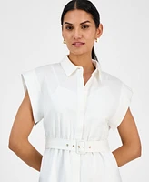Anne Klein Women's Belted Drop-Sleeve Shirtdress