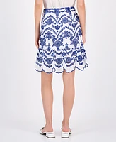 Anne Klein Women's Cotton Eyelet Scallop-Hem Skirt