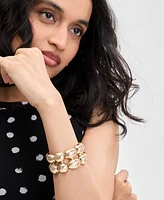 I.n.c. International Concepts Gold-Tone Sculptural Bead Double Row Flex Bracelet, Exclusively at Macy's