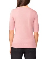 Melissa Paige Women's Rolled V-Neck Elbow-Sleeve Sweater, Regular & Petite