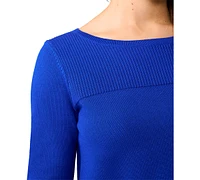 Melissa Paige Women's Ribbed-Yoke Elbow-Sleeve Sweater, Regular & Petite